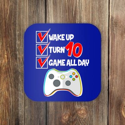 Wake Up Turn Ten Game All Day 10th Birthday Coaster