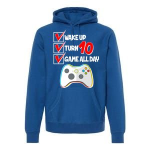 Wake Up Turn Ten Game All Day 10th Birthday Premium Hoodie