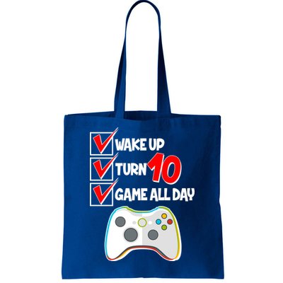 Wake Up Turn Ten Game All Day 10th Birthday Tote Bag