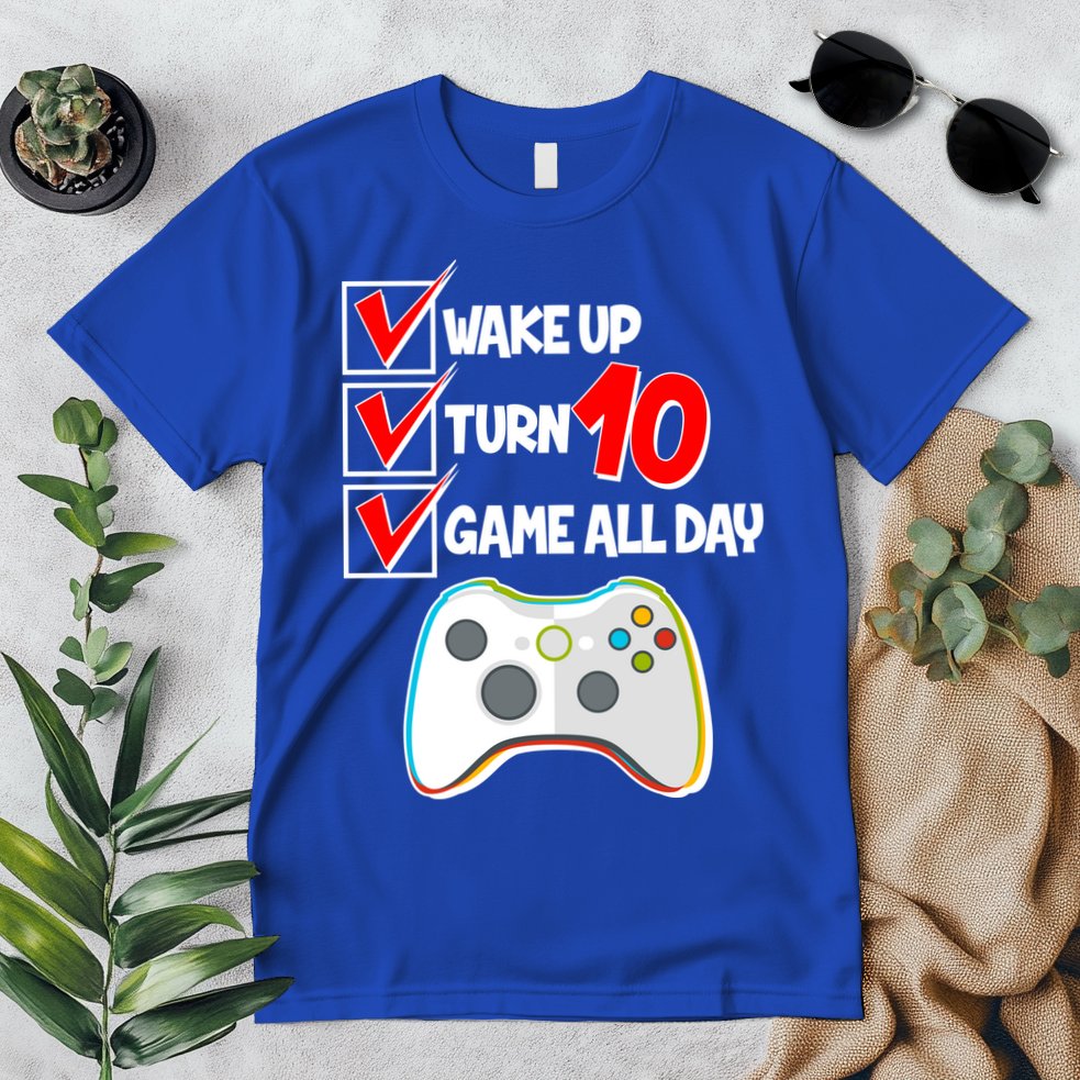 Wake Up Turn Ten Game All Day 10th Birthday Premium T-Shirt
