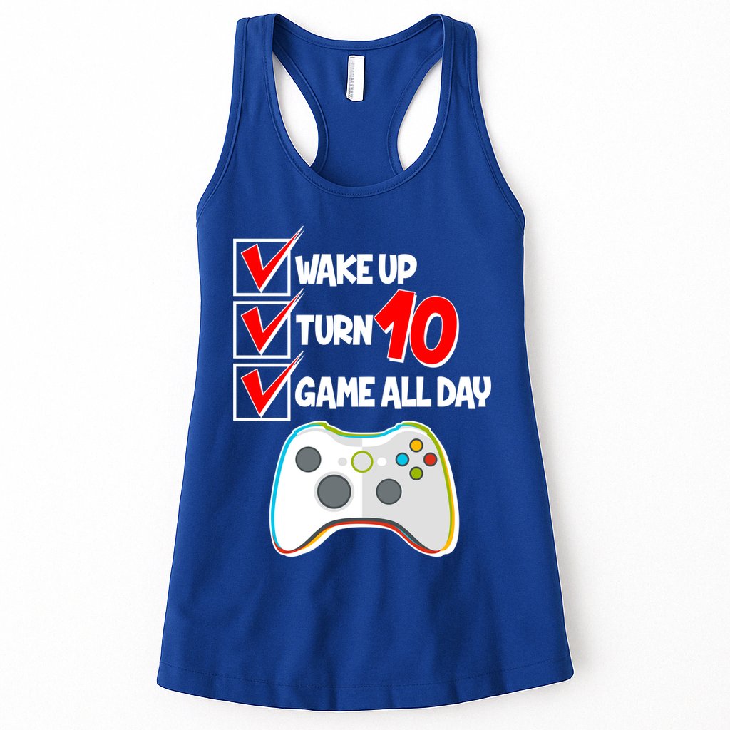 Wake Up Turn Ten Game All Day 10th Birthday Womens Tank Top