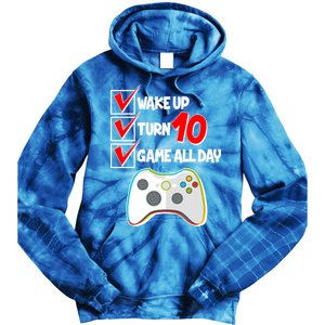 Wake Up Turn Ten Game All Day 10th Birthday Tie Dye Hoodie