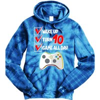 Wake Up Turn Ten Game All Day 10th Birthday Tie Dye Hoodie