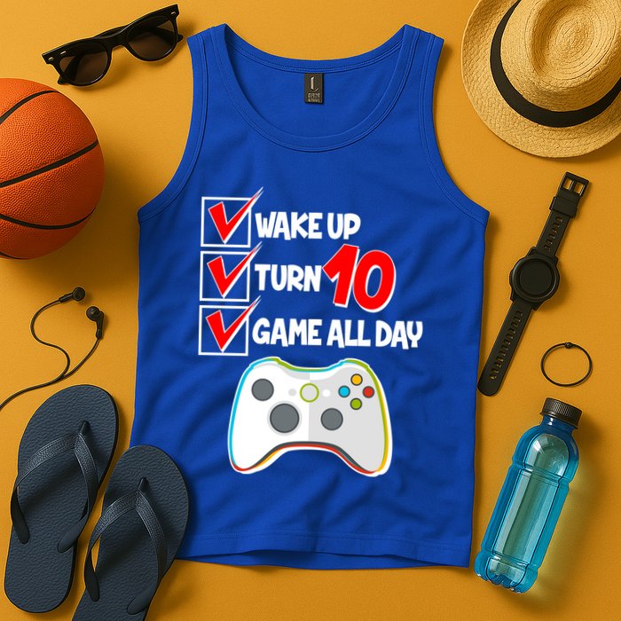 Wake Up Turn Ten Game All Day 10th Birthday Tank Top