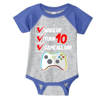 Wake Up Turn Ten Game All Day 10th Birthday Infant Baby Jersey Bodysuit