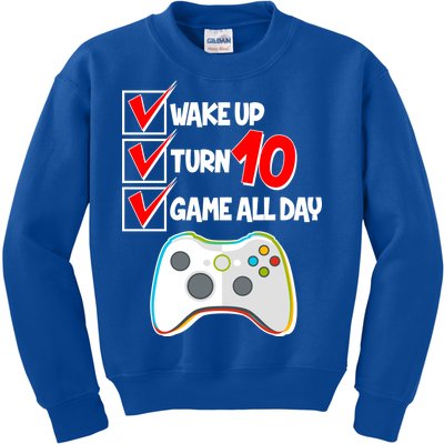 Wake Up Turn Ten Game All Day 10th Birthday Kids Sweatshirt