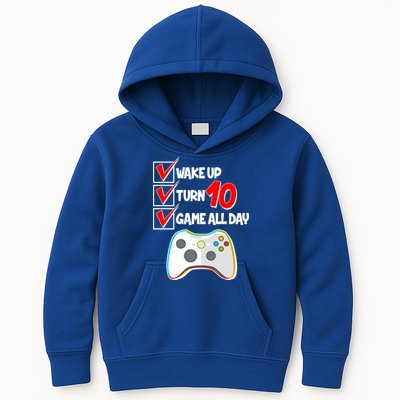 Wake Up Turn Ten Game All Day 10th Birthday Kids Hoodie