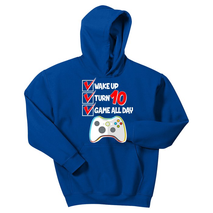 Wake Up Turn Ten Game All Day 10th Birthday Kids Hoodie