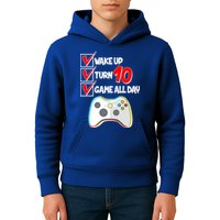 Wake Up Turn Ten Game All Day 10th Birthday Kids Hoodie
