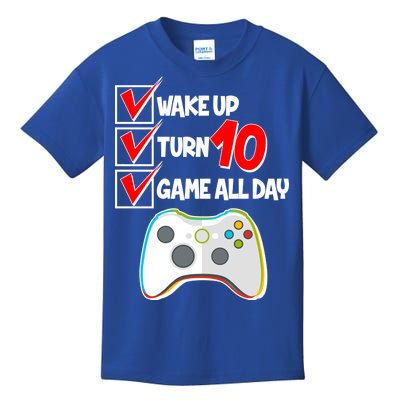 Wake Up Turn Ten Game All Day 10th Birthday Kids T-Shirt