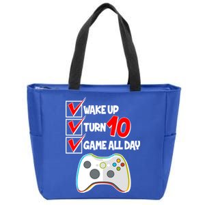 Wake Up Turn Ten Game All Day 10th Birthday Zip Tote Bag