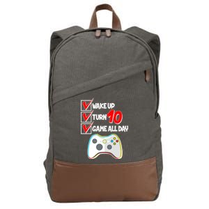 Wake Up Turn Ten Game All Day 10th Birthday Cotton Canvas Backpack