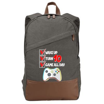 Wake Up Turn Ten Game All Day 10th Birthday Cotton Canvas Backpack