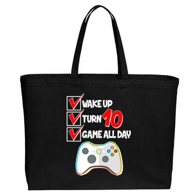 Wake Up Turn Ten Game All Day 10th Birthday Cotton Canvas Jumbo Tote