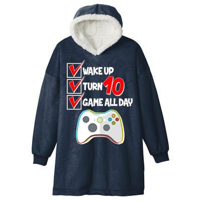 Wake Up Turn Ten Game All Day 10th Birthday Hooded Wearable Blanket