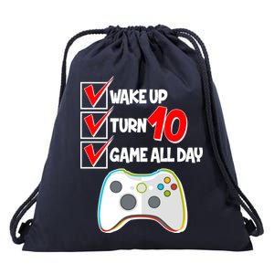 Wake Up Turn Ten Game All Day 10th Birthday Drawstring Bag