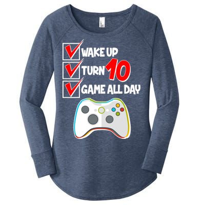 Wake Up Turn Ten Game All Day 10th Birthday Women's Perfect Tri Tunic Long Sleeve Shirt