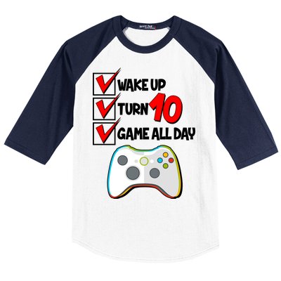 Wake Up Turn Ten Game All Day 10th Birthday Baseball Sleeve Shirt