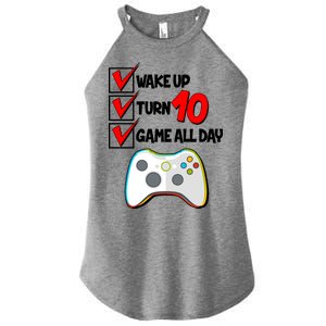 Wake Up Turn Ten Game All Day 10th Birthday Women’s Perfect Tri Rocker Tank