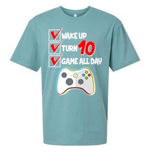 Wake Up Turn Ten Game All Day 10th Birthday Sueded Cloud Jersey T-Shirt