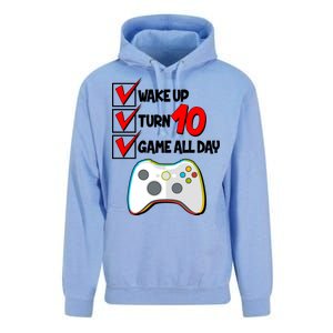 Wake Up Turn Ten Game All Day 10th Birthday Unisex Surf Hoodie