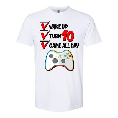 Wake Up Turn Ten Game All Day 10th Birthday Softstyle® CVC T-Shirt