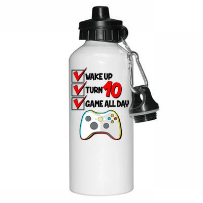 Wake Up Turn Ten Game All Day 10th Birthday Aluminum Water Bottle