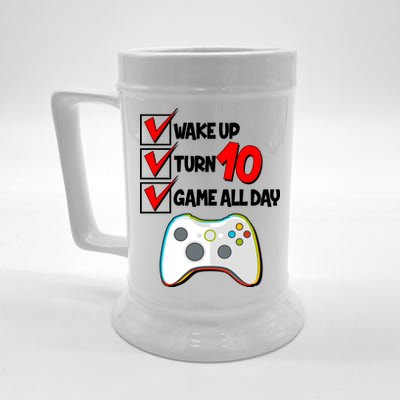 Wake Up Turn Ten Game All Day 10th Birthday Beer Stein