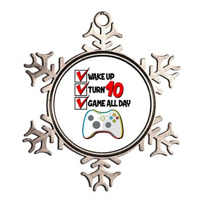 Wake Up Turn Ten Game All Day 10th Birthday Metallic Star Ornament