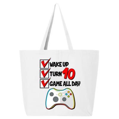 Wake Up Turn Ten Game All Day 10th Birthday 25L Jumbo Tote