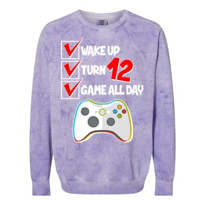 Wake Up Turn Twelve Game All Day 12th Birthday Colorblast Crewneck Sweatshirt