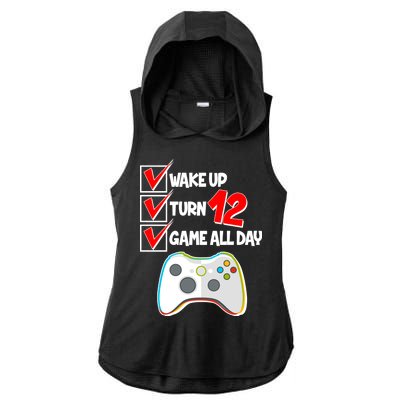 Wake Up Turn Twelve Game All Day 12th Birthday Ladies PosiCharge Tri-Blend Wicking Draft Hoodie Tank