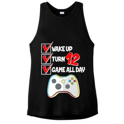 Wake Up Turn Twelve Game All Day 12th Birthday Ladies PosiCharge Tri-Blend Wicking Tank