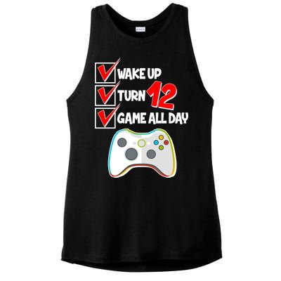 Wake Up Turn Twelve Game All Day 12th Birthday Ladies PosiCharge Tri-Blend Wicking Tank