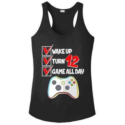 Wake Up Turn Twelve Game All Day 12th Birthday Ladies PosiCharge Competitor Racerback Tank