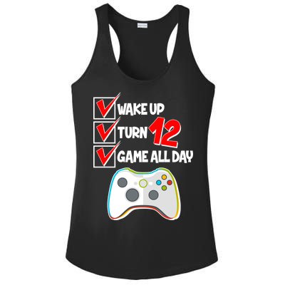 Wake Up Turn Twelve Game All Day 12th Birthday Ladies PosiCharge Competitor Racerback Tank