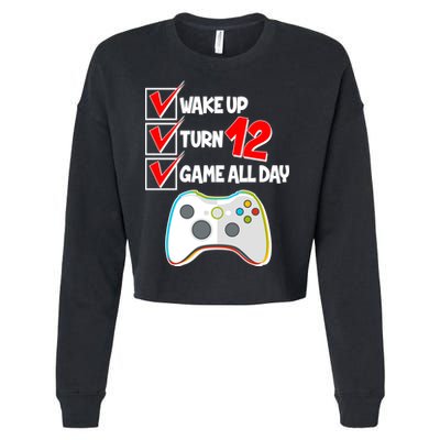 Wake Up Turn Twelve Game All Day 12th Birthday Cropped Pullover Crew