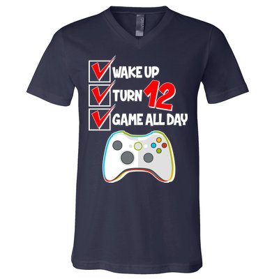 Wake Up Turn Twelve Game All Day 12th Birthday V-Neck T-Shirt