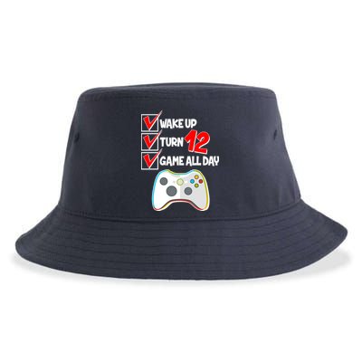 Wake Up Turn Twelve Game All Day 12th Birthday Sustainable Bucket Hat