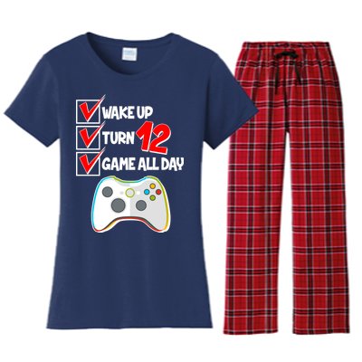 Wake Up Turn Twelve Game All Day 12th Birthday Women's Flannel Pajama Set