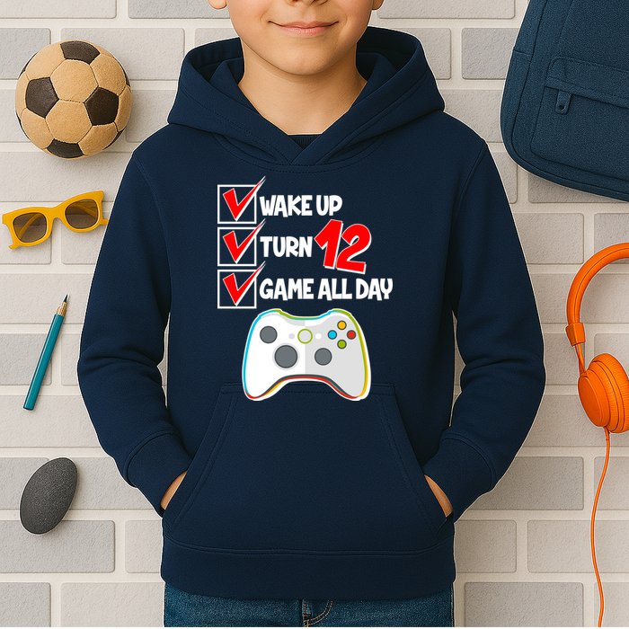 Wake Up Turn Twelve Game All Day 12th Birthday Kids Hoodie