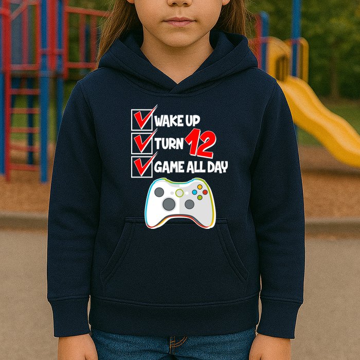 Wake Up Turn Twelve Game All Day 12th Birthday Kids Hoodie