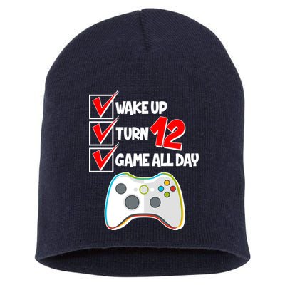 Wake Up Turn Twelve Game All Day 12th Birthday Short Acrylic Beanie