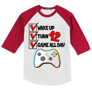 Wake Up Turn Twelve Game All Day 12th Birthday Kids Colorblock Raglan Jersey