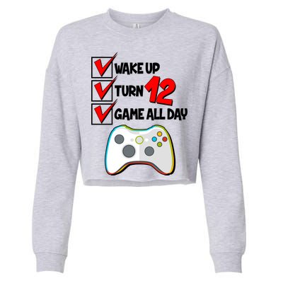 Wake Up Turn Twelve Game All Day 12th Birthday Cropped Pullover Crew