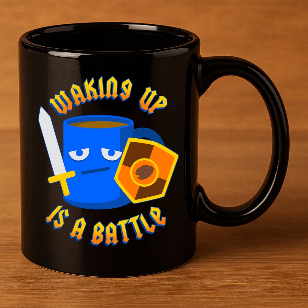 Waking Up is a Battle Funny Coffee 11oz C Handle Ceramic Mug
