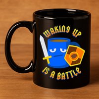 Waking Up is a Battle Funny Coffee 11oz C Handle Ceramic Mug