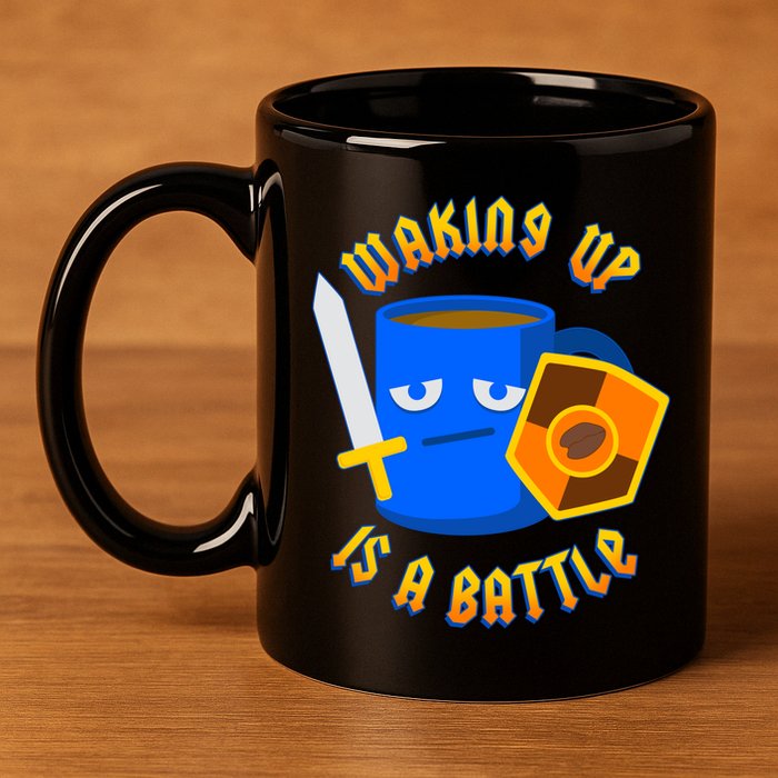 Waking Up is a Battle Funny Coffee 11oz C Handle Ceramic Mug