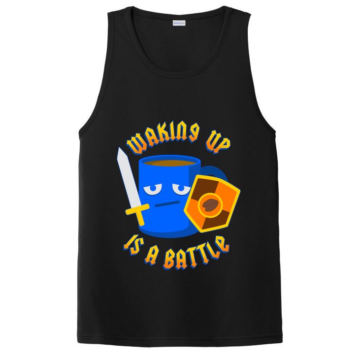 Waking Up is a Battle Funny Coffee PosiCharge Competitor Tank