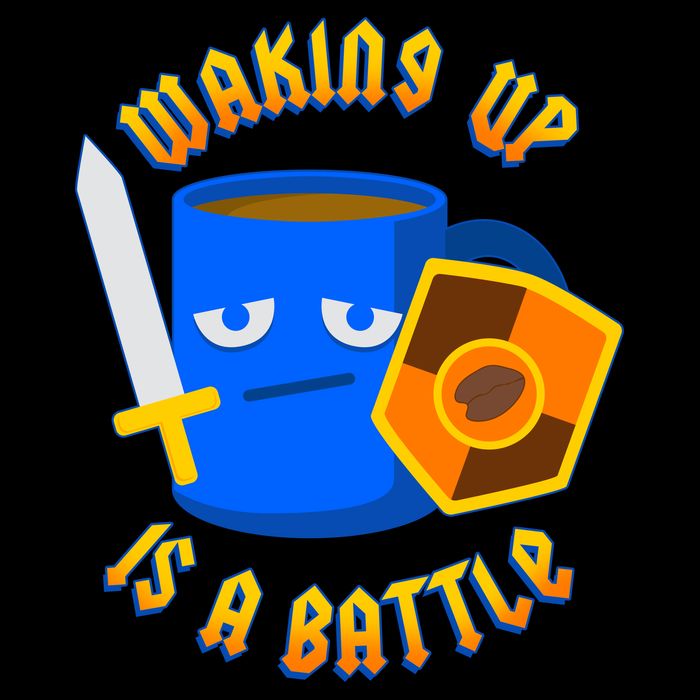 Waking Up is a Battle Funny Coffee Cropped Pullover Crew